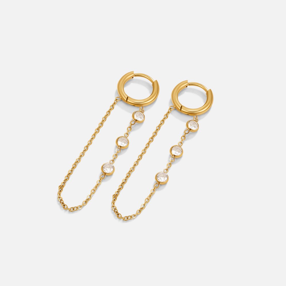 Ottilia Crystal Chain Hoops