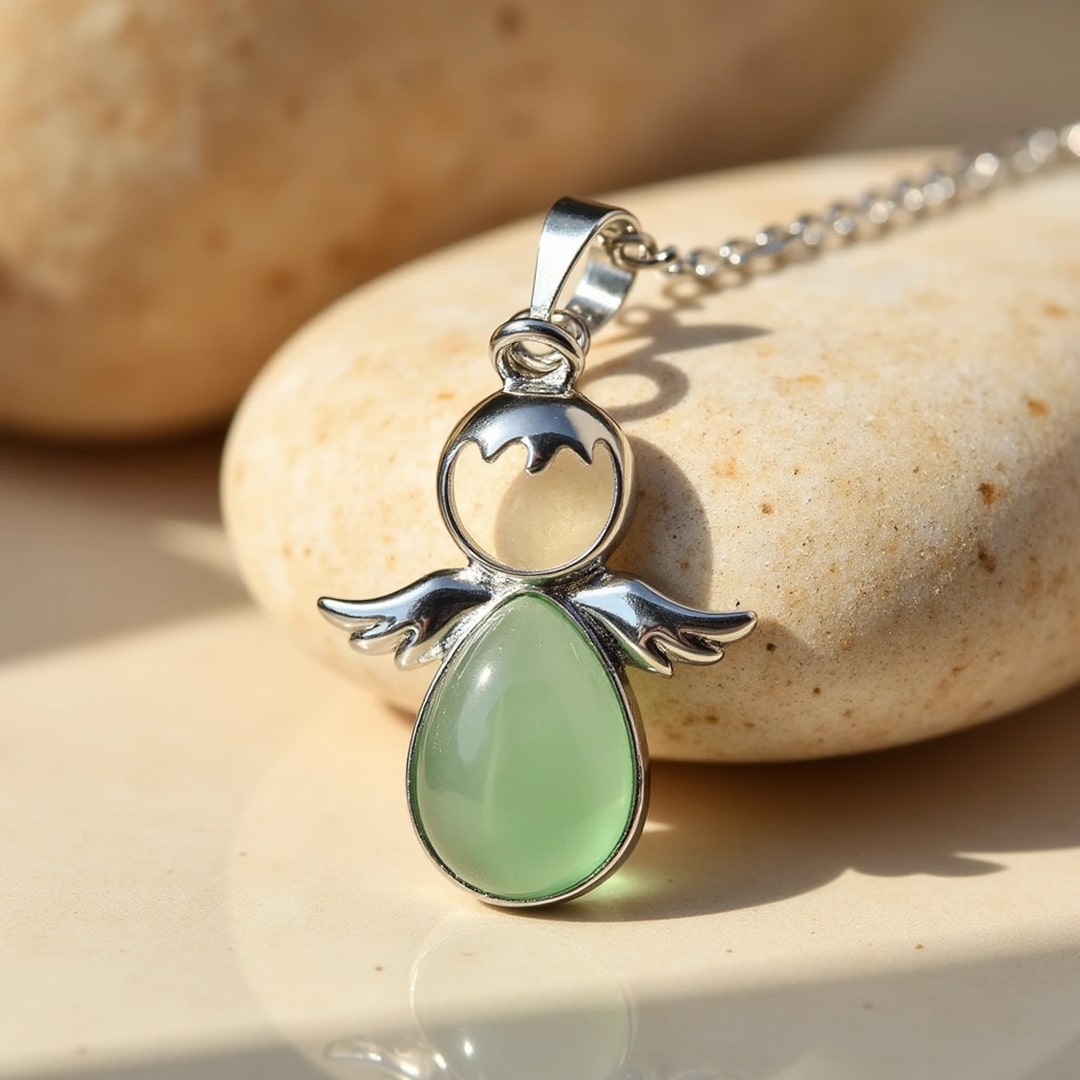 "Little Winged Guardian" Pendant and its Natural Stone
