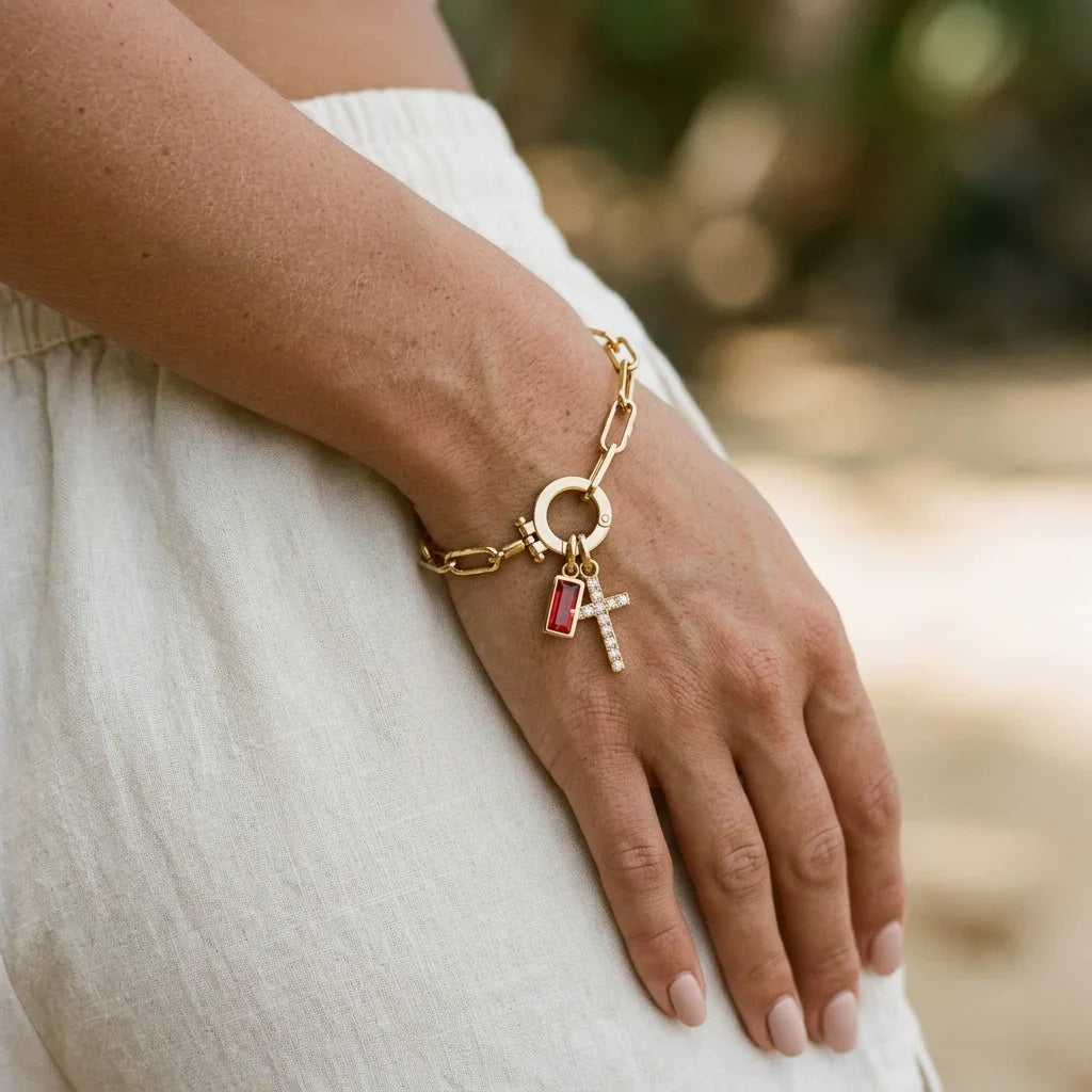 Grazia Birthstone Cross Bracelet