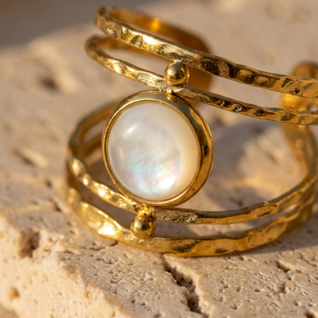 "Mother-of-Pearl Softness" Adjustable Ring