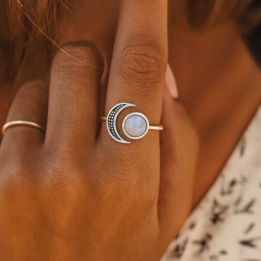 "Selene" Adjustable Ring in Moonstone