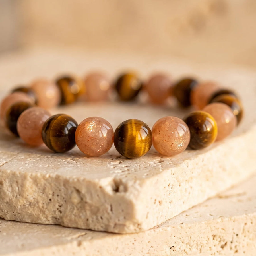 "Positive Momentum" Bracelet in Tiger's Eye & Sunstone