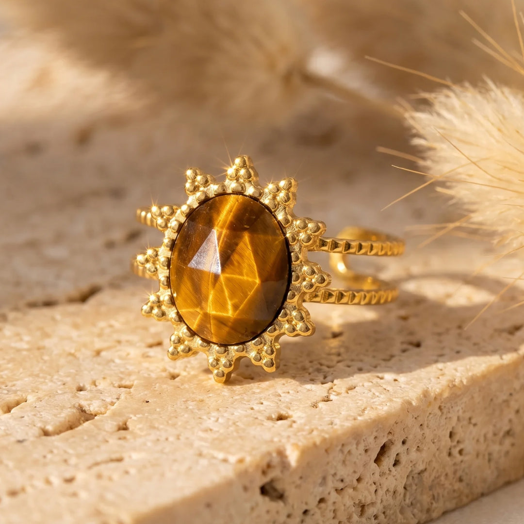 "Flower" Ring in Tiger's Eye