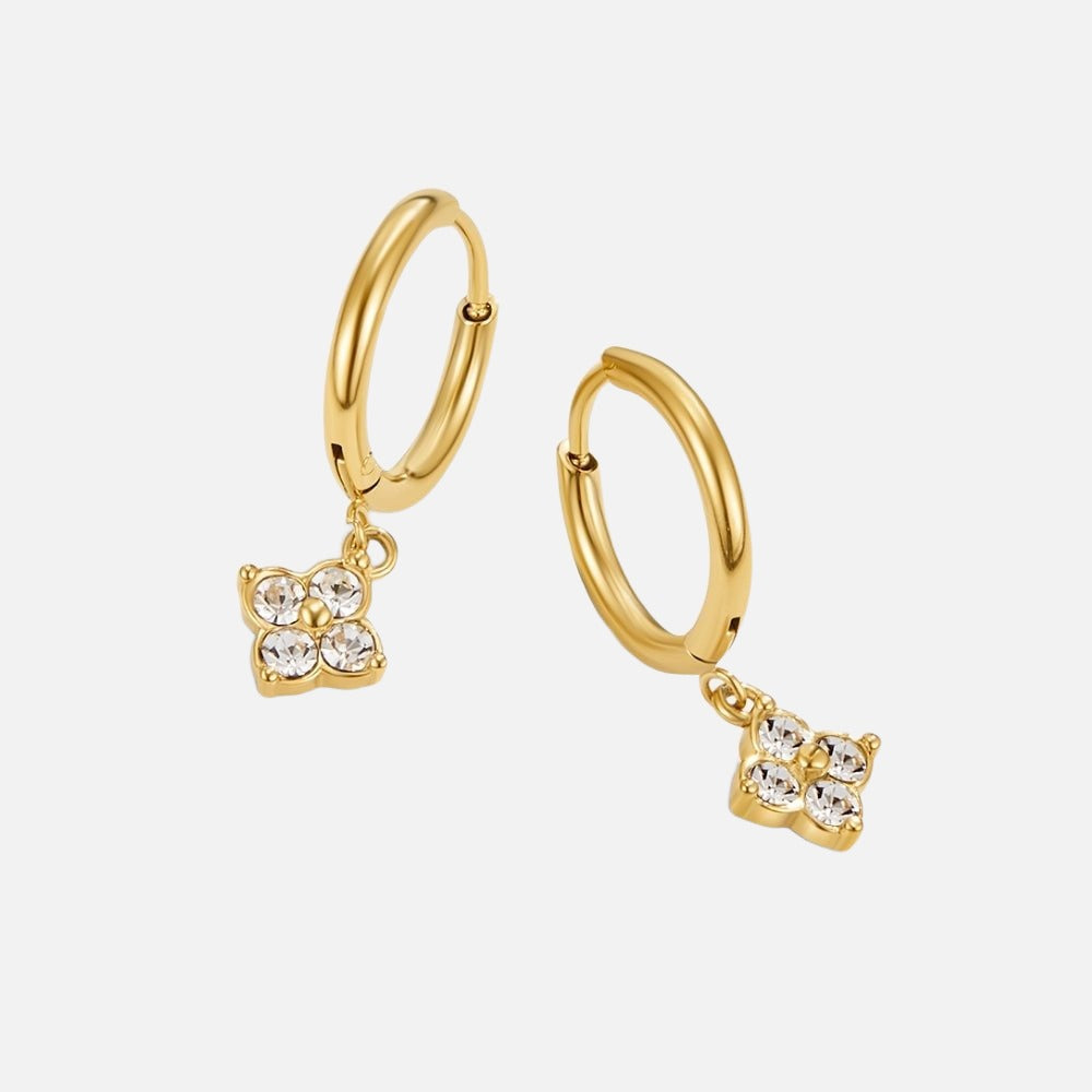 Crystal Four Leaf Clover Drop Earrings