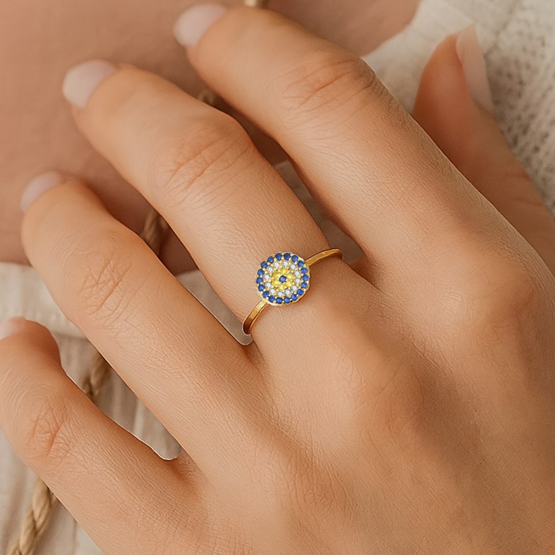Blue Eye Ring - Mediterranean Sparkle
