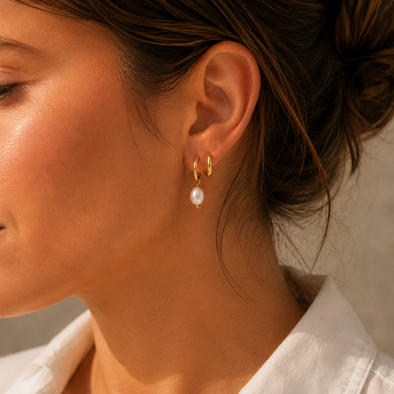 Freshwater Pearl Hoop Earrings