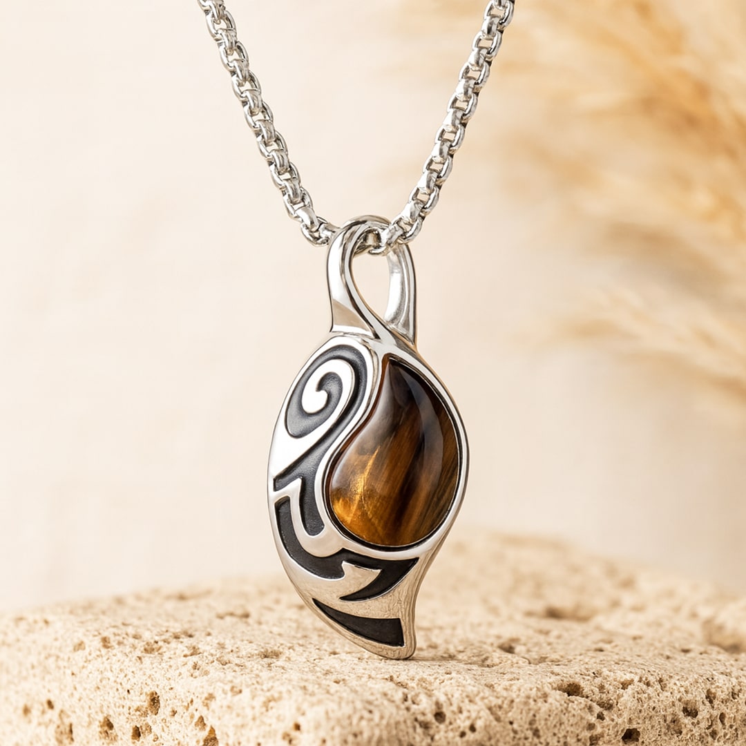 "Tribal Shield" Pendant in Tiger's Eye