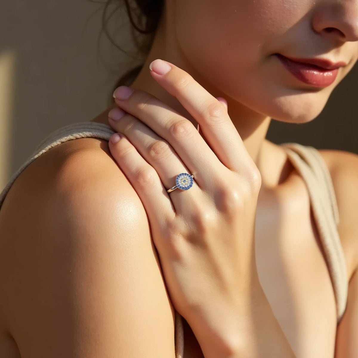Blue Eye Ring - Mediterranean Sparkle