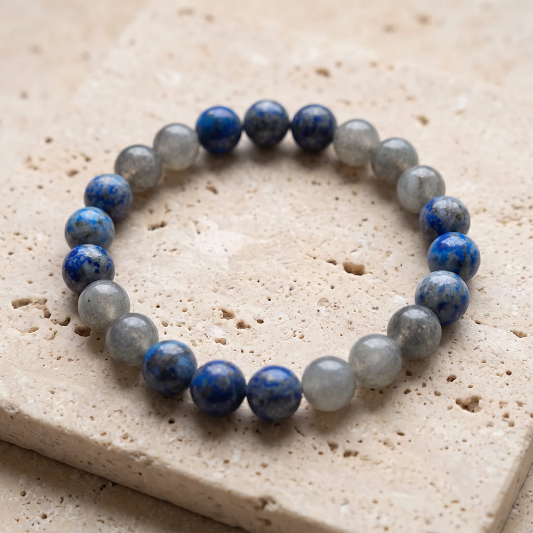"Celestial Grounding" Mala Necklace in Lapis Lazuli & Labradorite