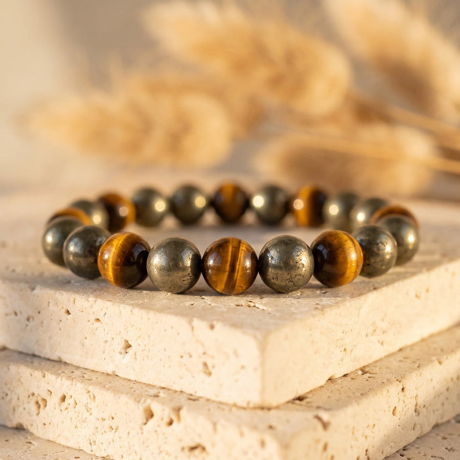 "Inner Fire" Bracelet in Pyrite & Tiger's Eye