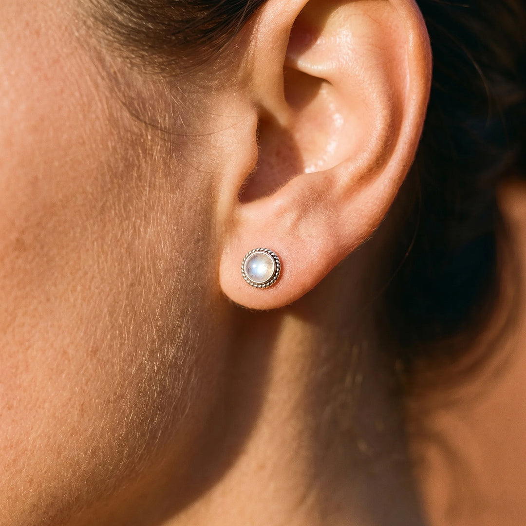 White Labradorite Stud Earrings