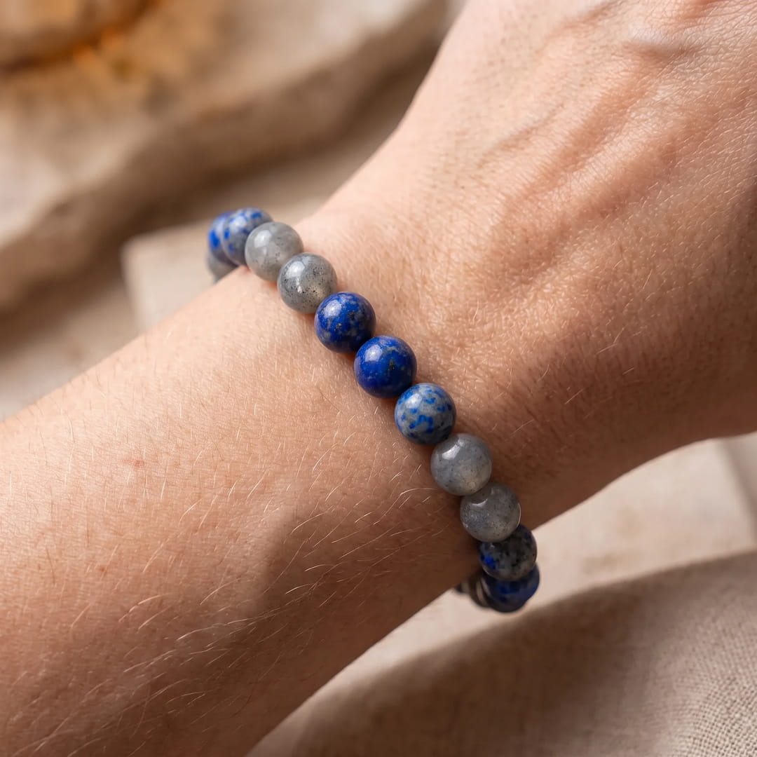 "Celestial Grounding" Mala Necklace in Lapis Lazuli & Labradorite