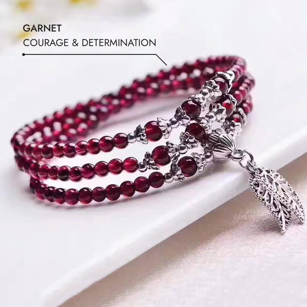 "Abundance" Multi-Wrap Bracelet in Garnet