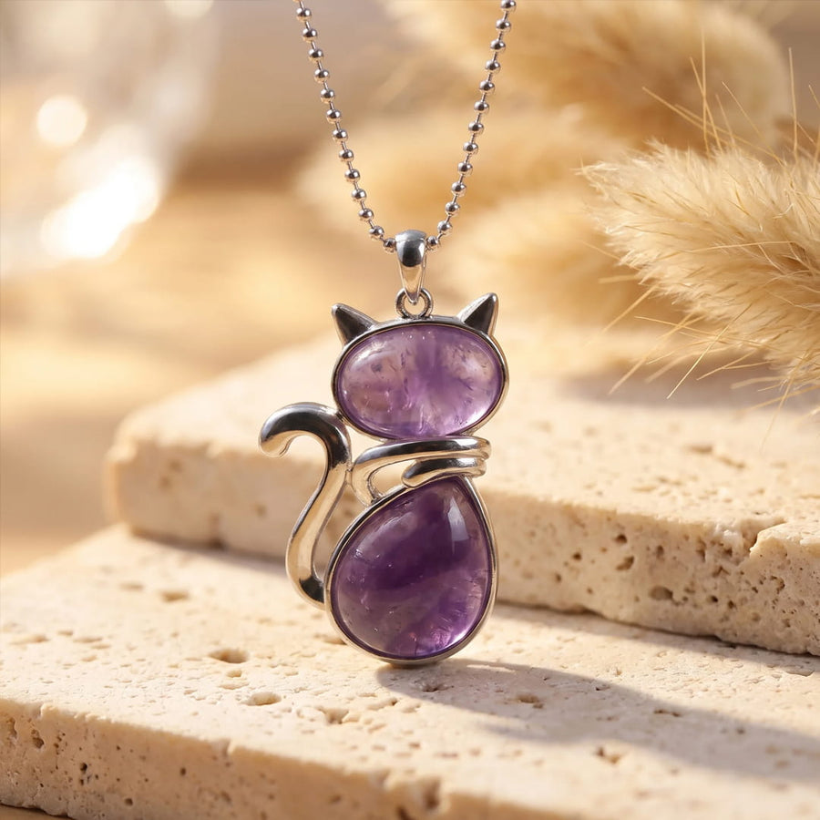 Natural Stone Cat Pendant
