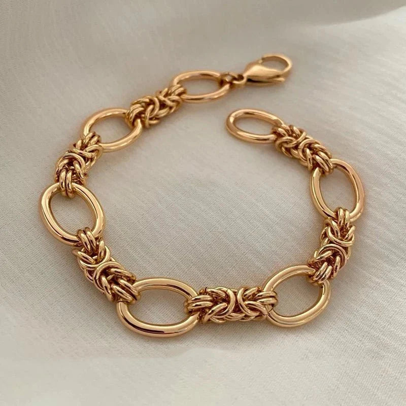 Oval and Woven Chain Bracelet