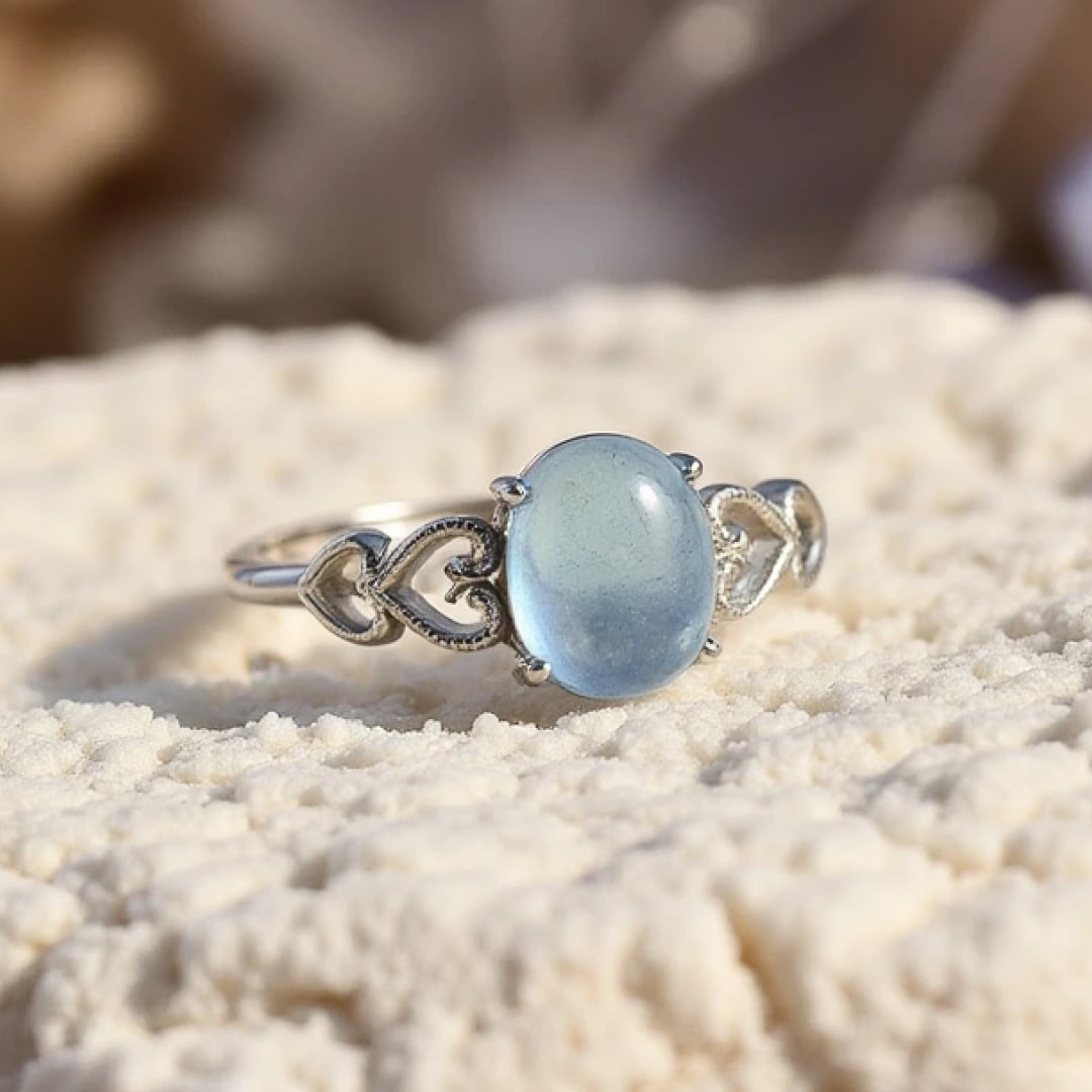 "Sea Crystal" Adjustable Ring in Aquamarine