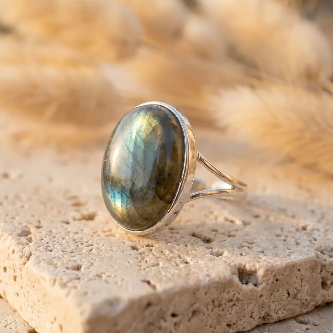 "Tara" Adjustable Ring in Labradorite