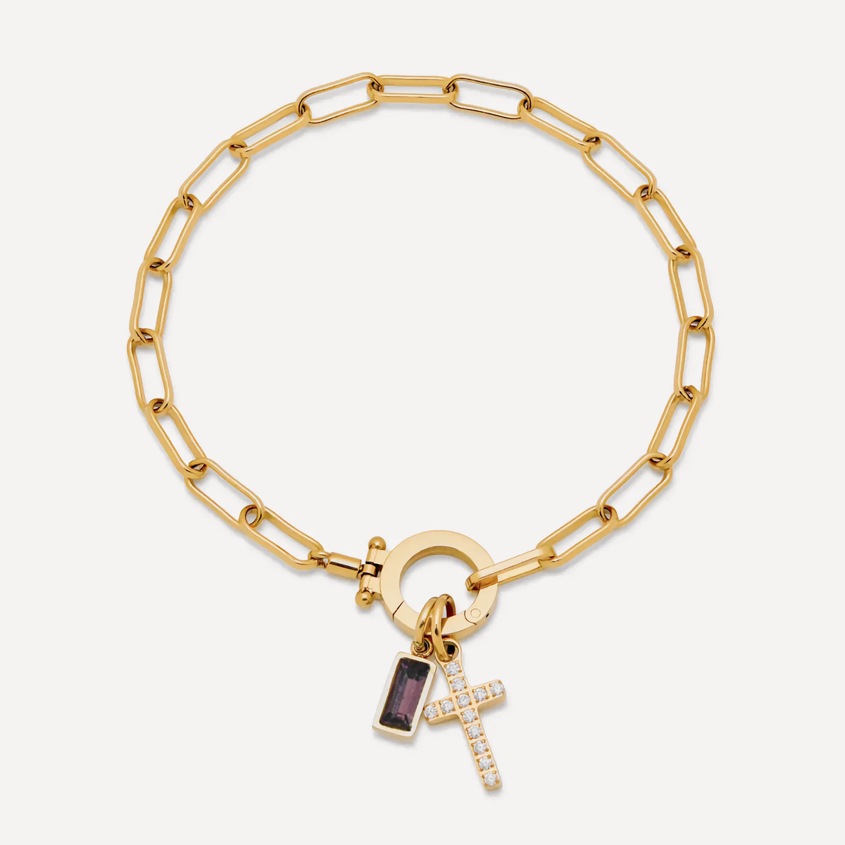 Grazia Birthstone Cross Bracelet — February