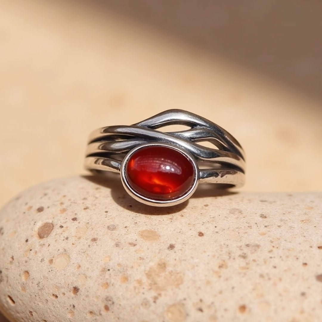 "Prema" Adjustable Ring in Garnet