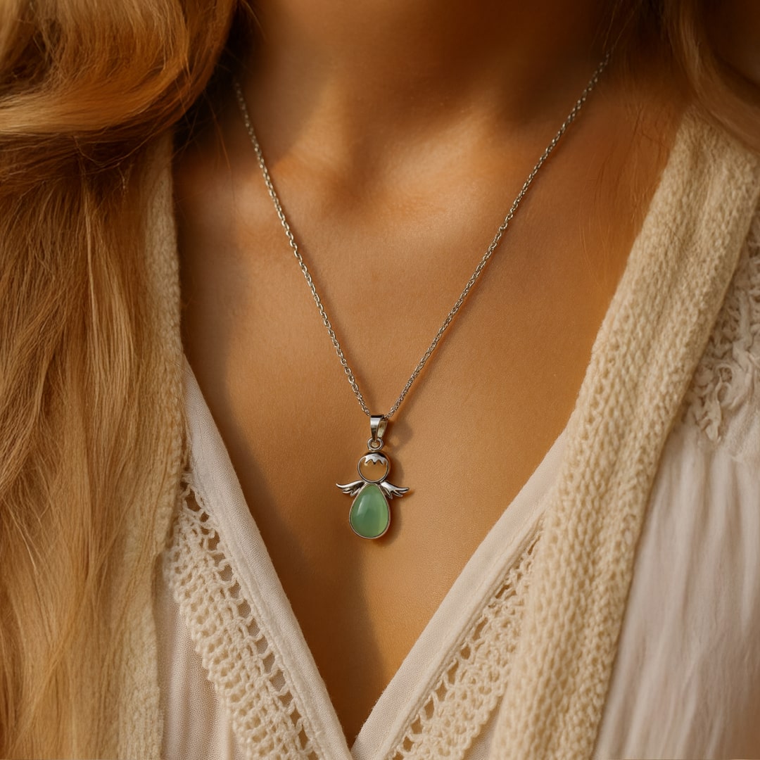"Little Winged Guardian" Pendant and its Natural Stone