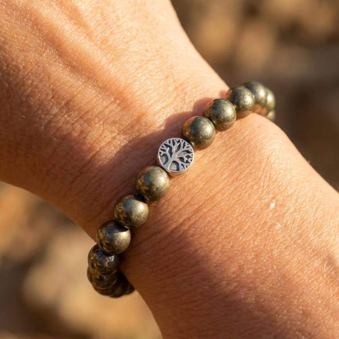 Shield of Prosperity Bracelet in Pyrite