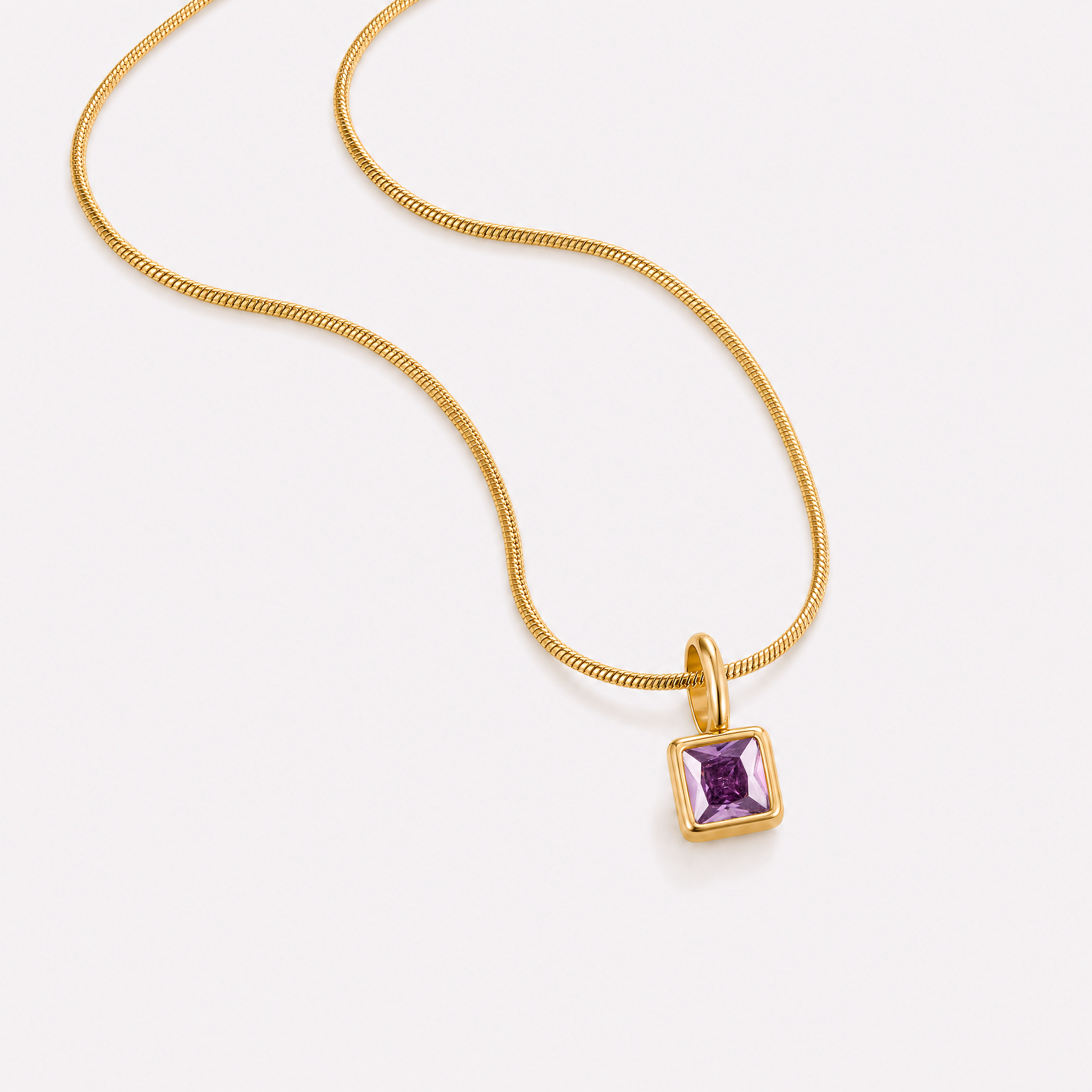 Benedetta Square Birthstone Necklace