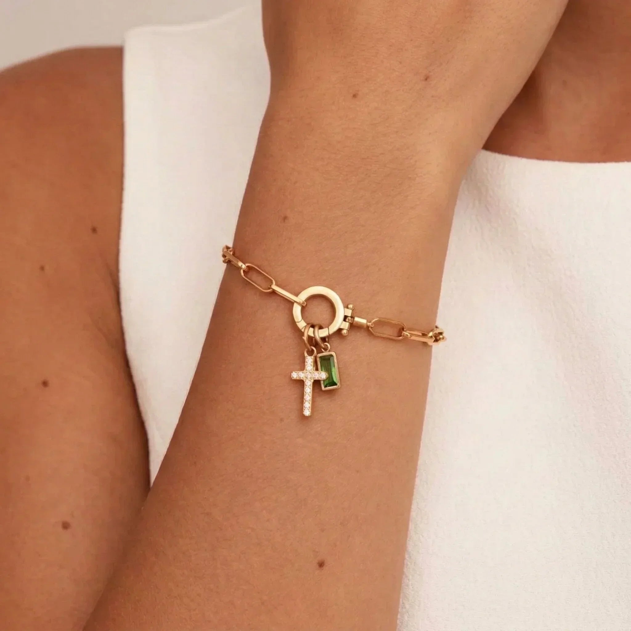 Grazia Birthstone Cross Bracelet
