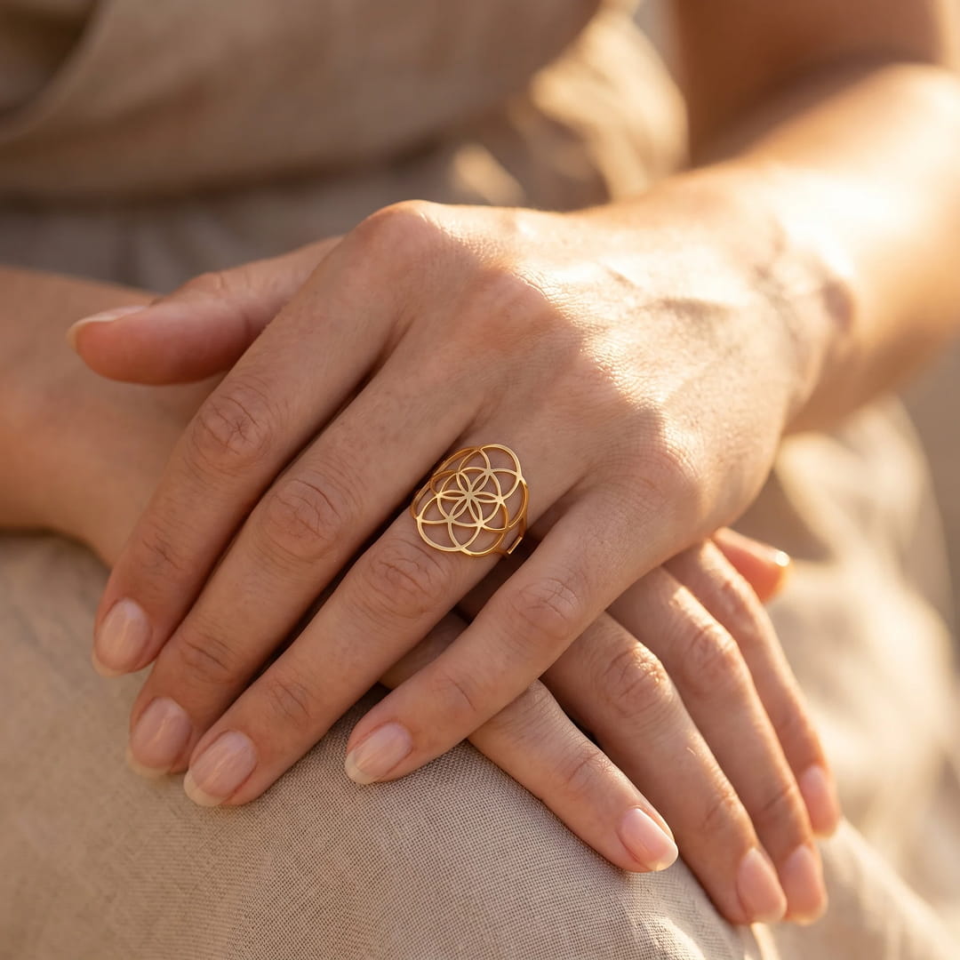 "Seed of Life" Adjustable Ring