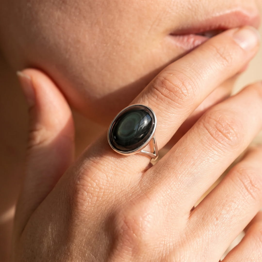 "Celestial Eye" Adjustable Ring in Obsidian