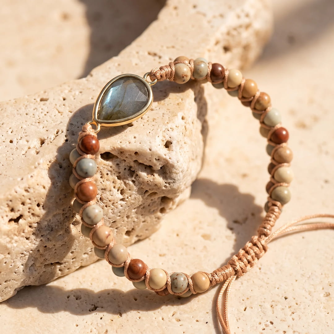 "Boldness" Braided Bracelet in Jasper & Labradorite