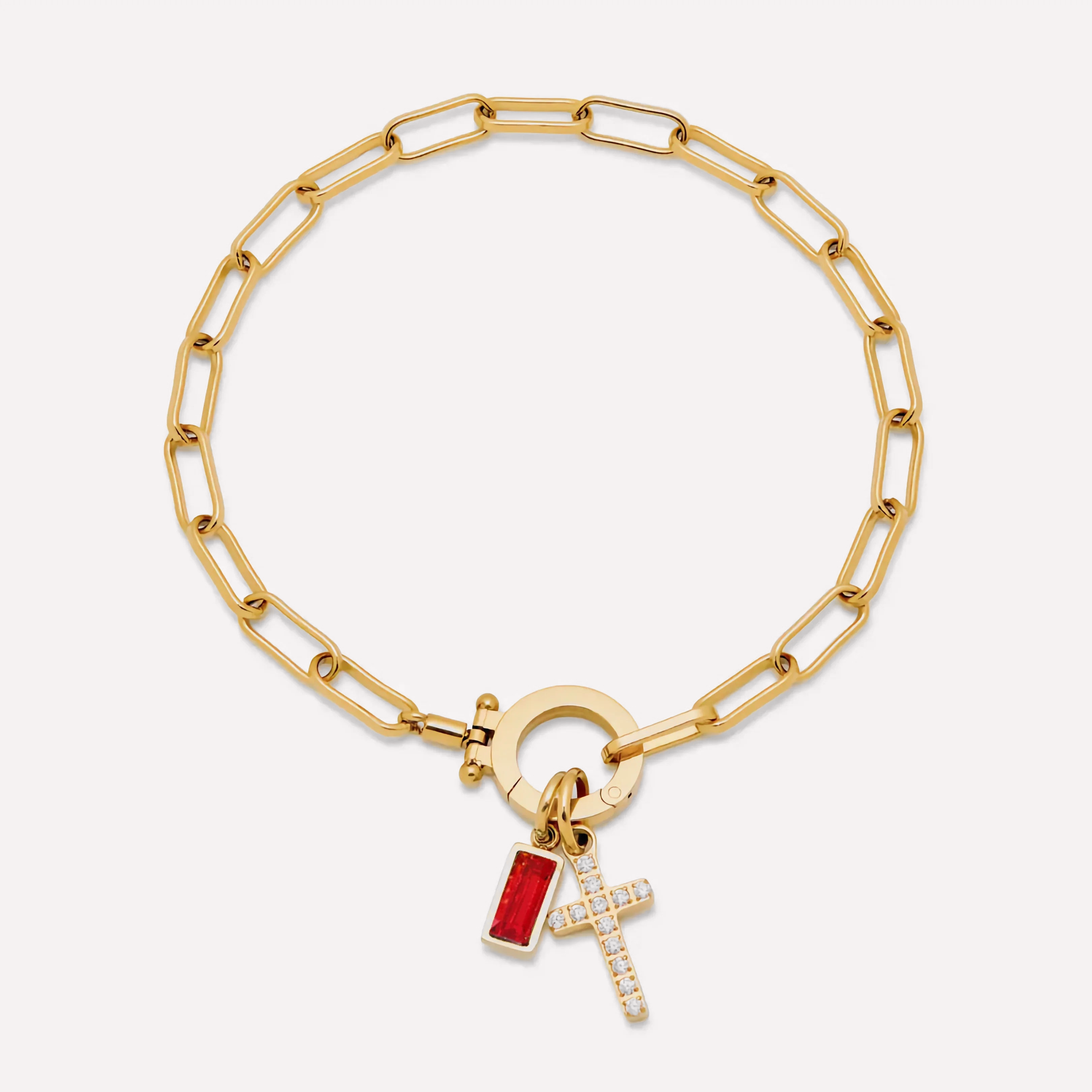 Grazia Birthstone Cross Bracelet — January