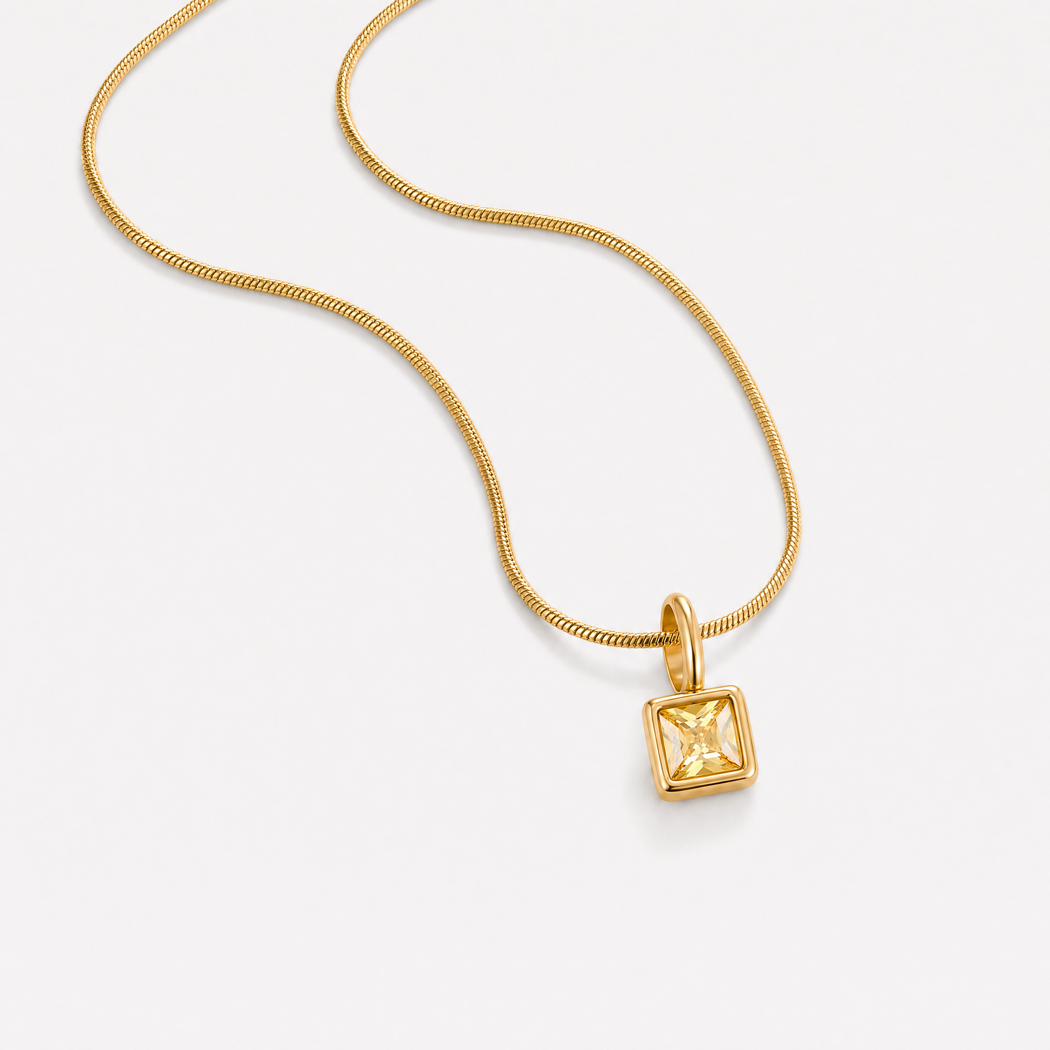 Benedetta Square Birthstone Necklace