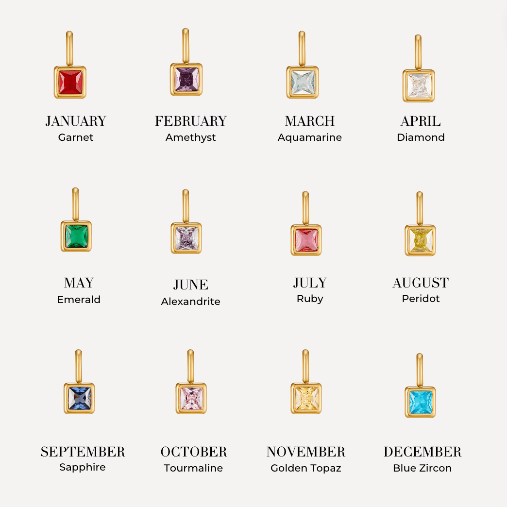 Benedetta Square Birthstone Necklace