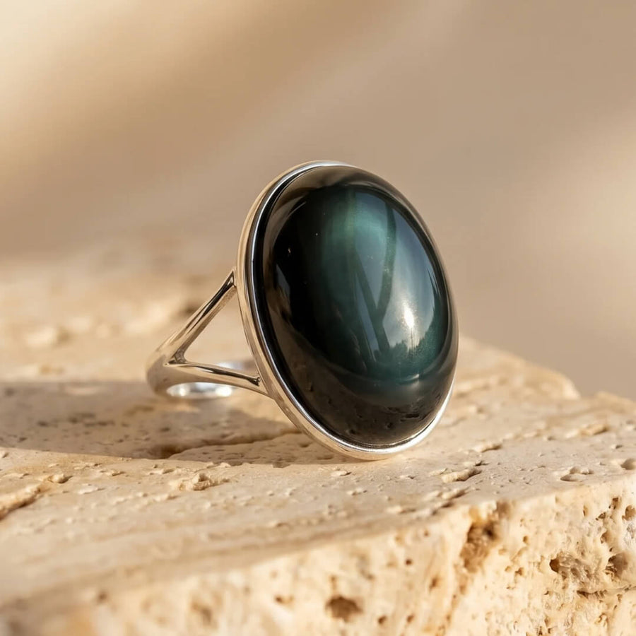 "Celestial Eye" Adjustable Ring in Obsidian