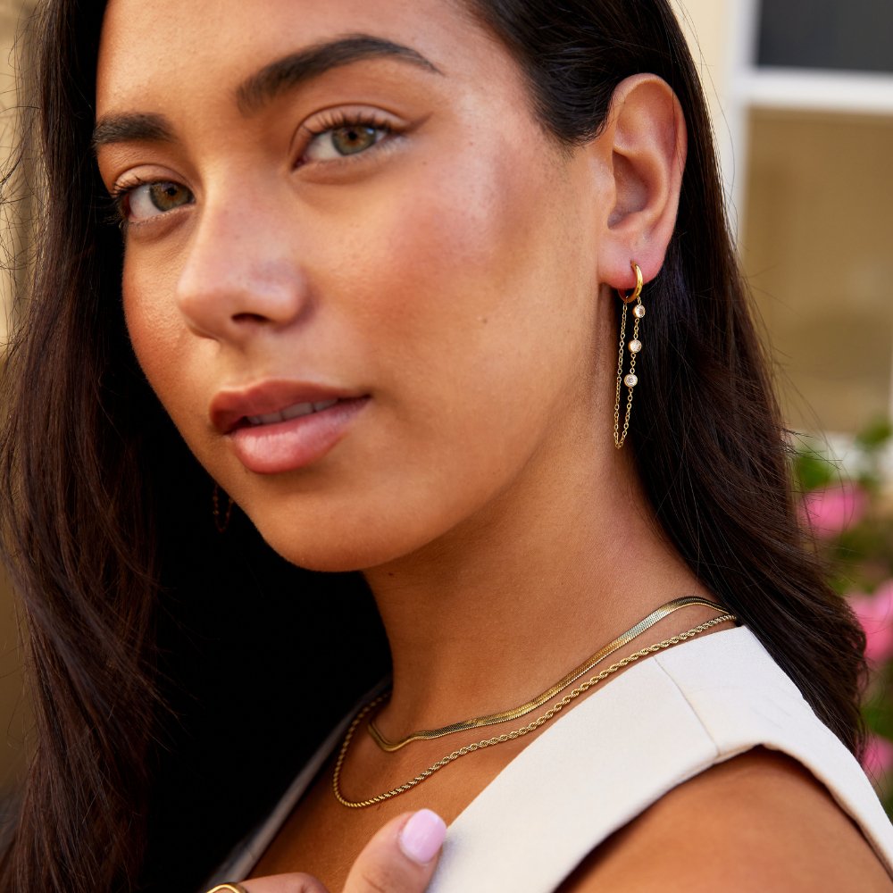Ottilia Crystal Chain Hoops