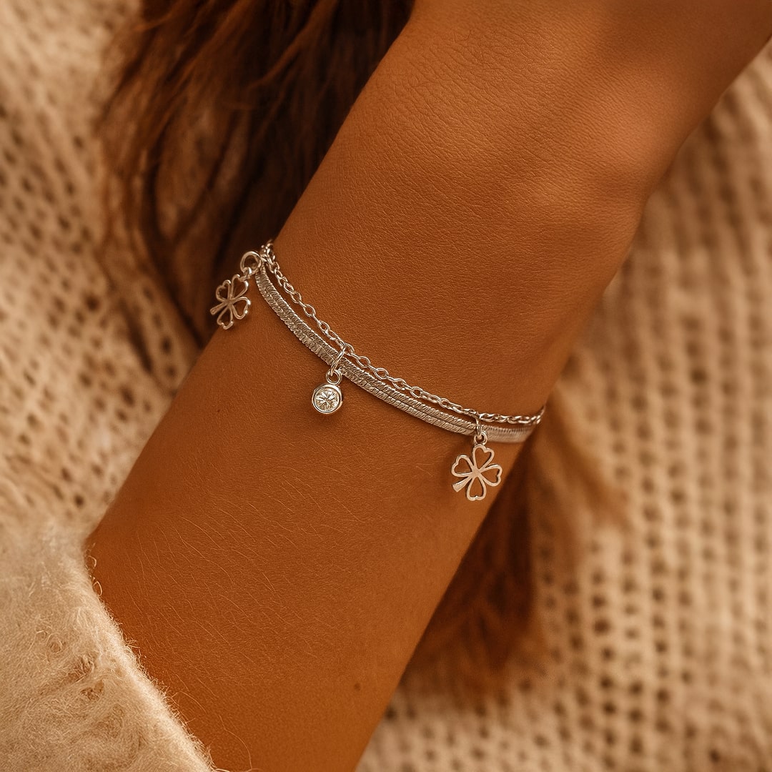 "Enchanted Clover" Bracelet - Gold / Silver Color