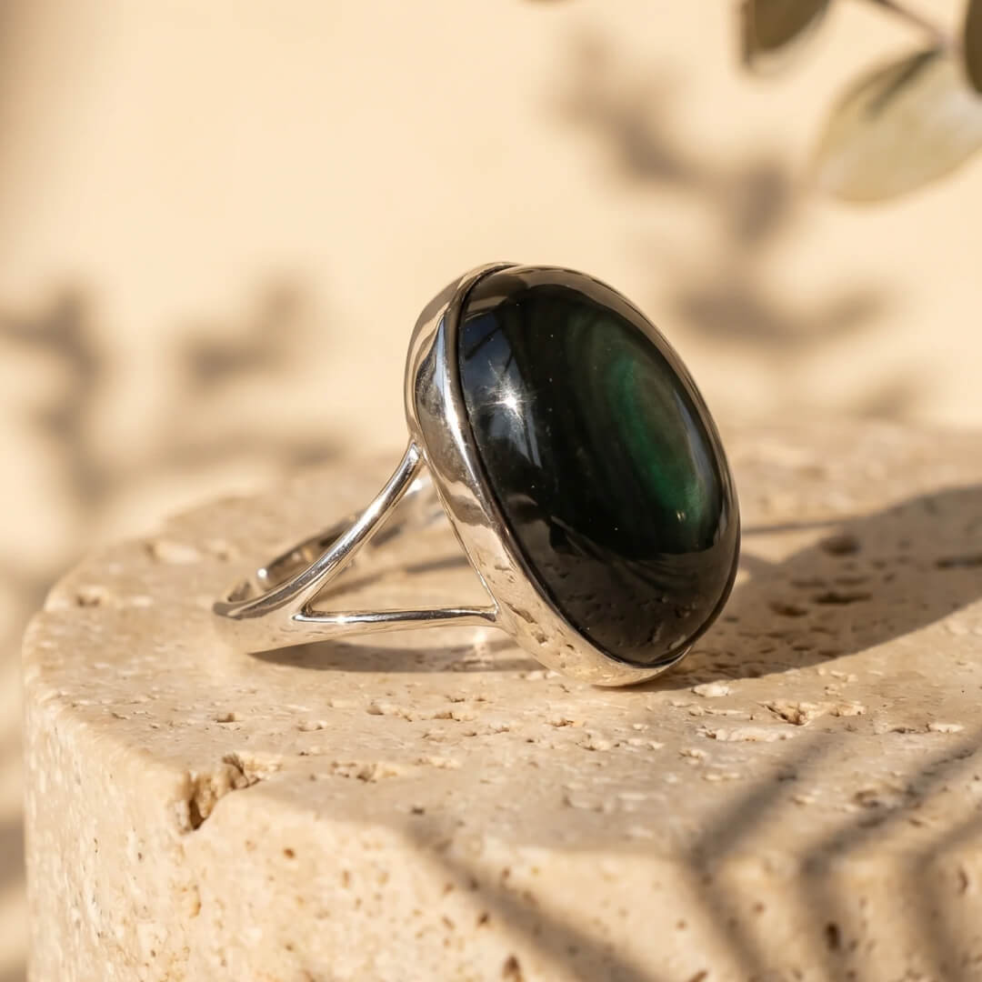 "Celestial Eye" Adjustable Ring in Obsidian
