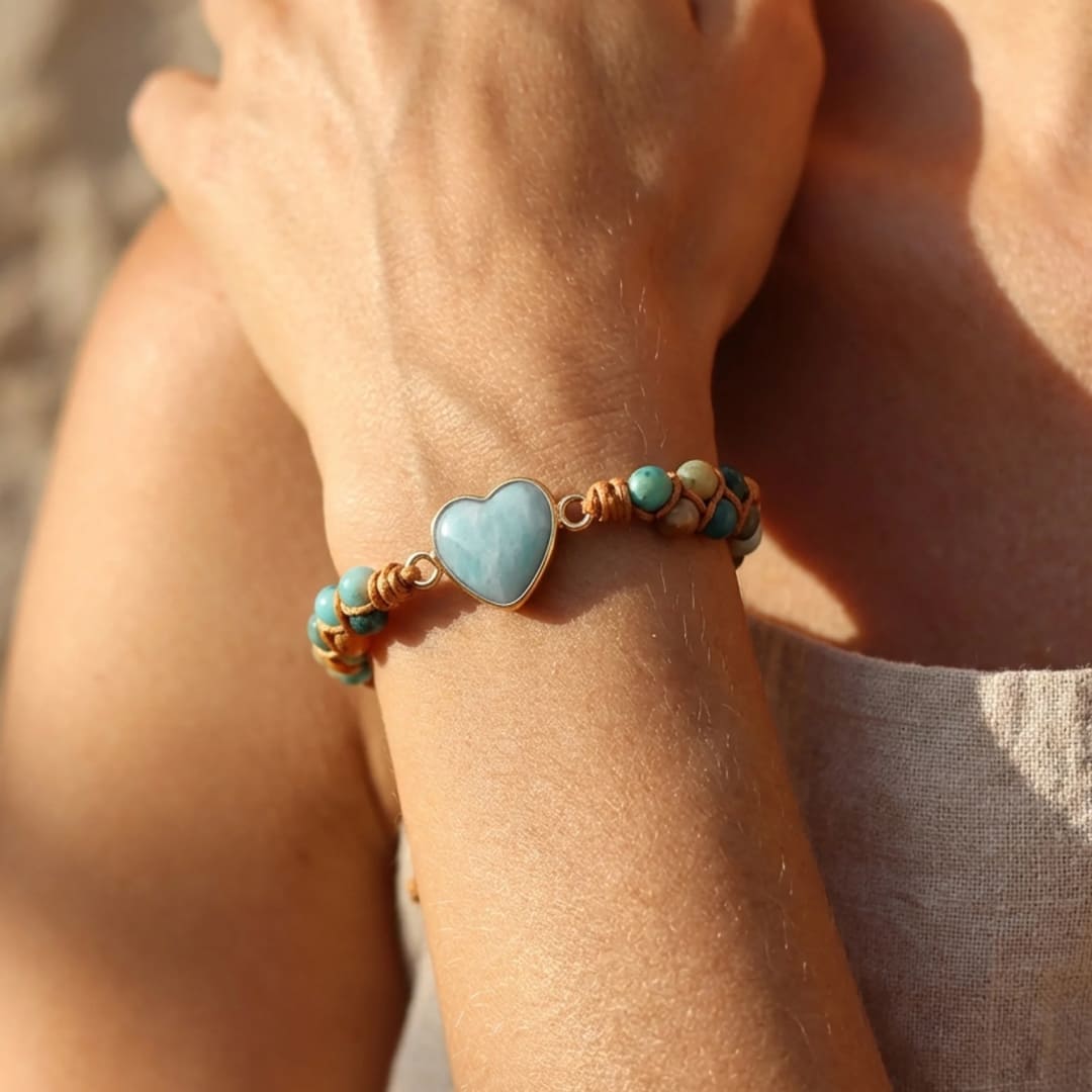 "Heart" Braided Bracelet in Amazonite