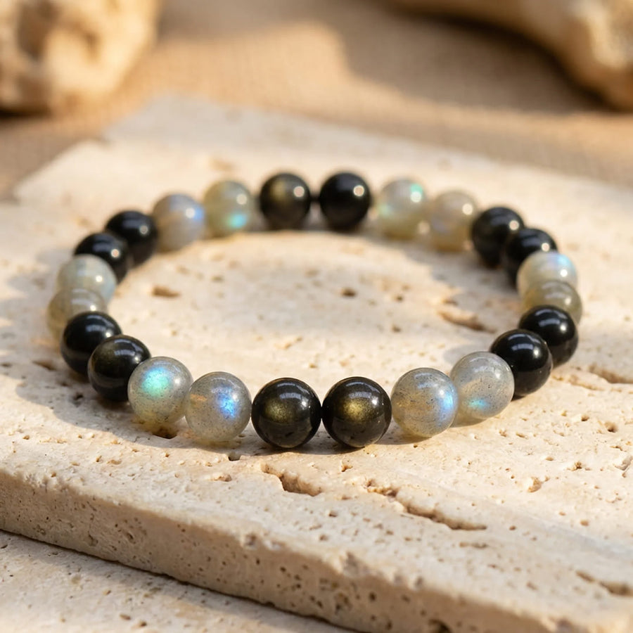 "Refuge" Bracelet in Labradorite & Golden Obsidian