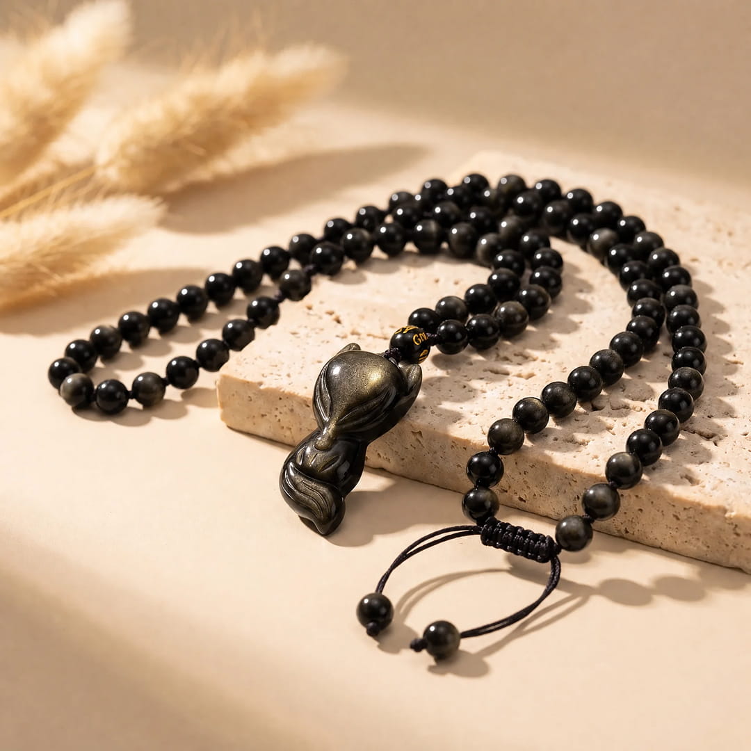 "Wise Fox" Pendant in Golden Obsidian