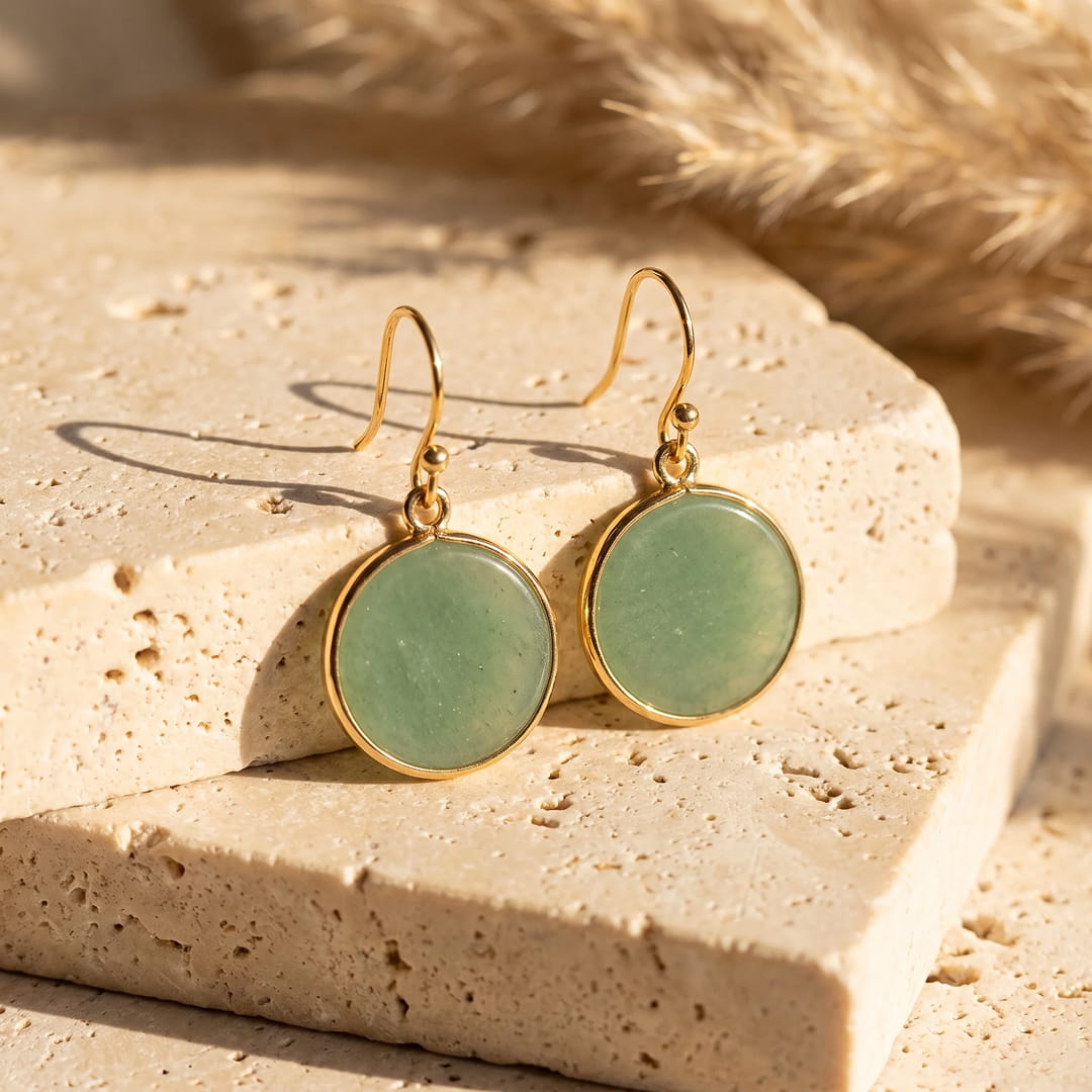 "Elegant Circle" Earrings in Natural Stones