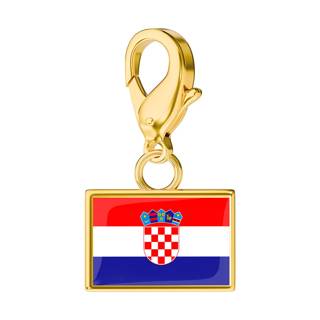 Croatia Flag Charm - Gold
