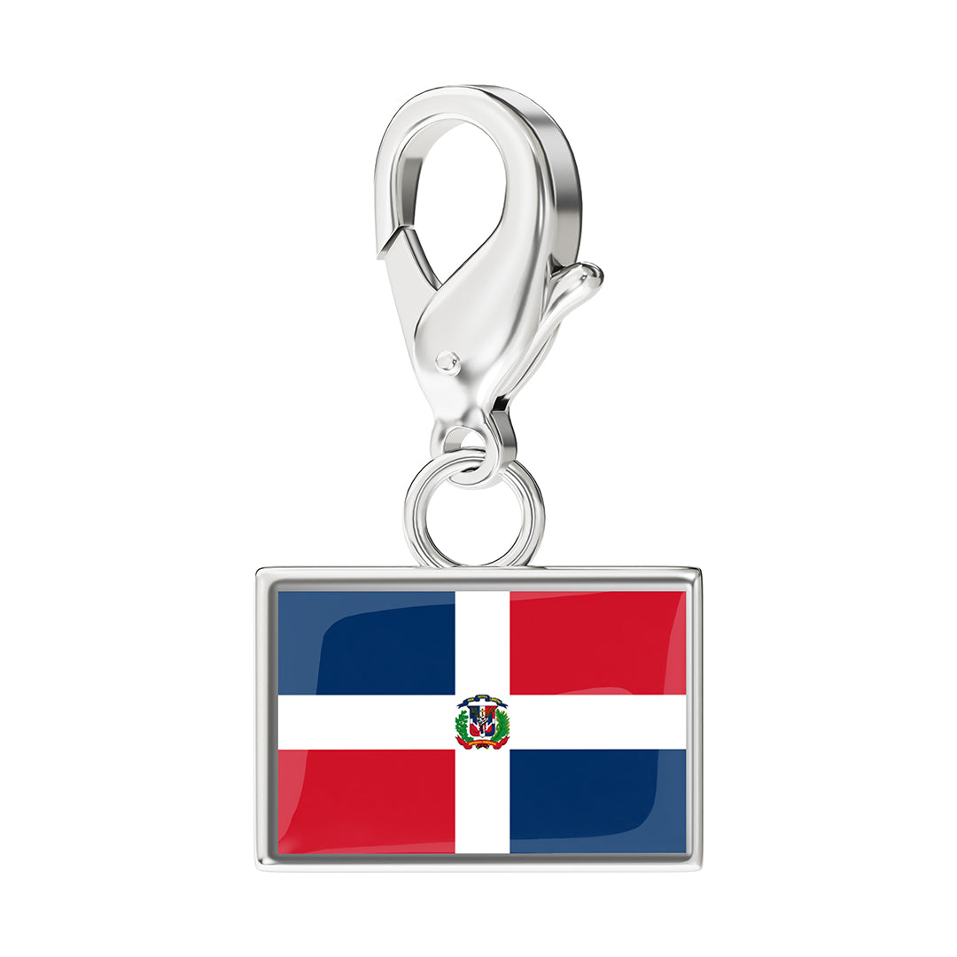 Dominican Republic Flag Charm - Silver