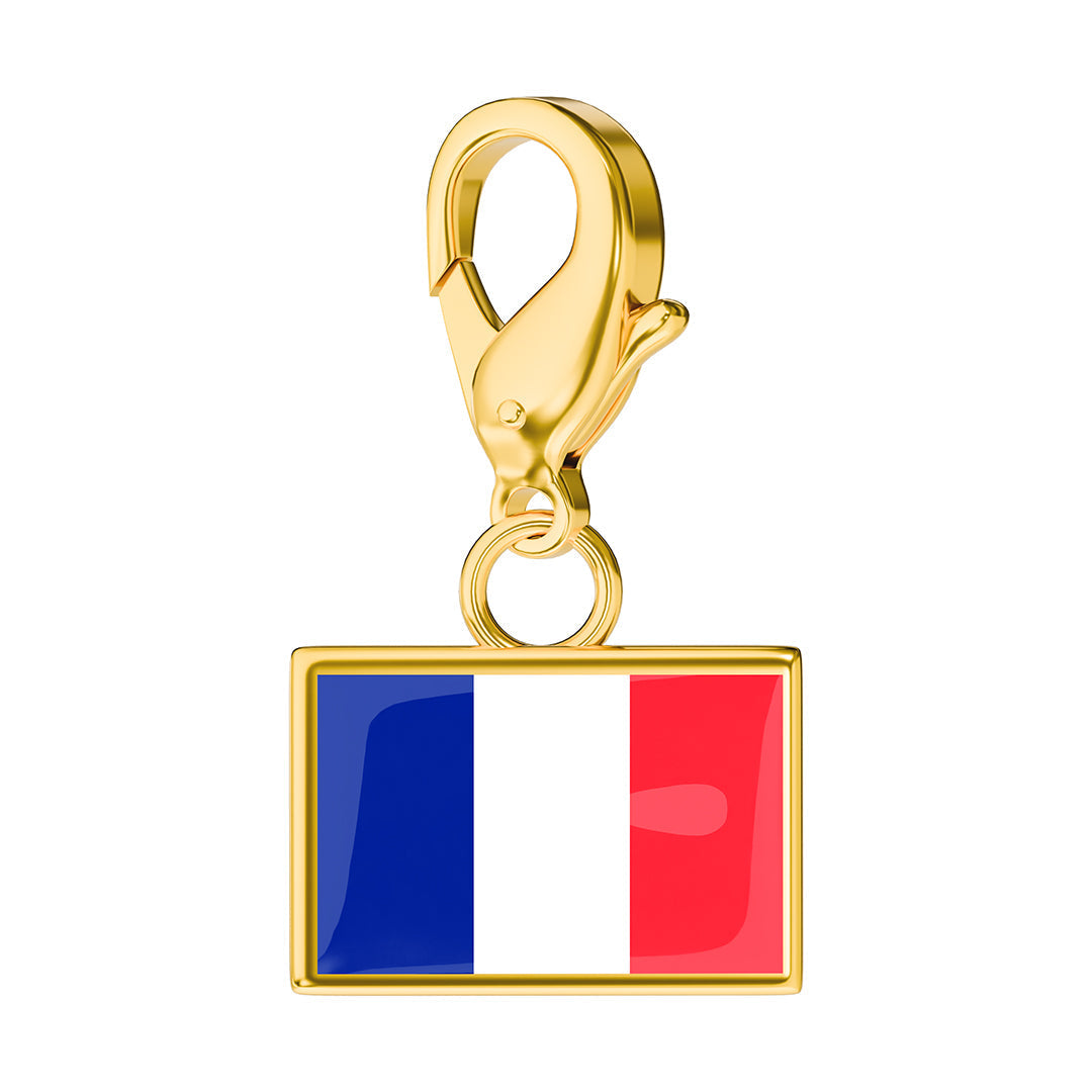 France Flag Charm - Gold