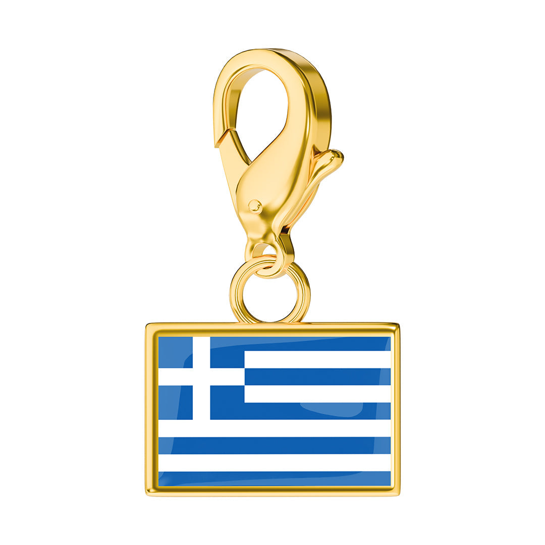 Greece Flag Charm - Gold