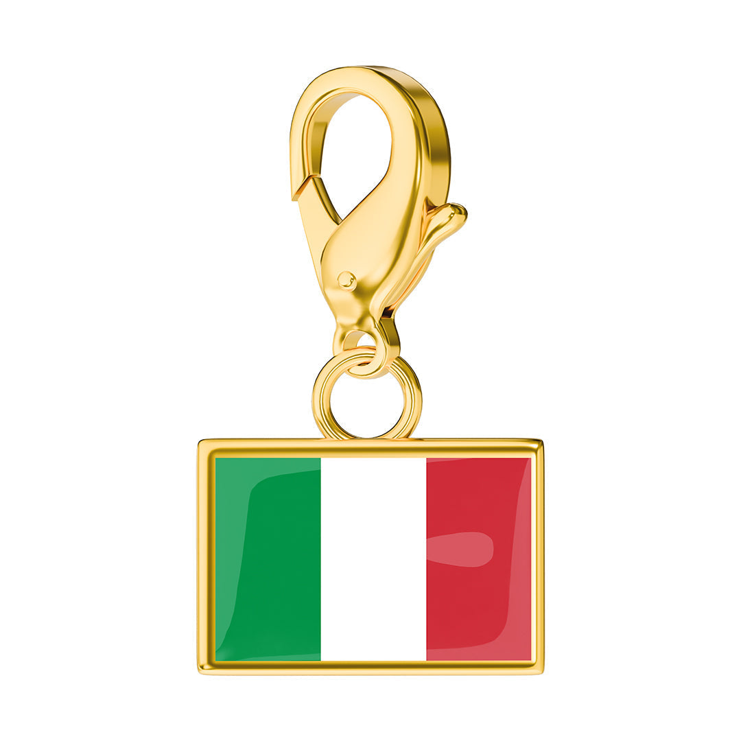 Italy Flag Charm - Gold