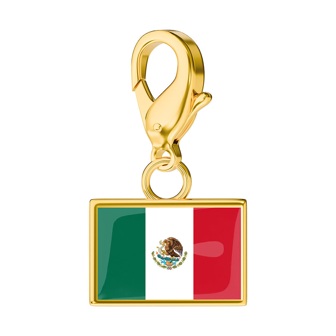 Mexico Flag Charm - Gold