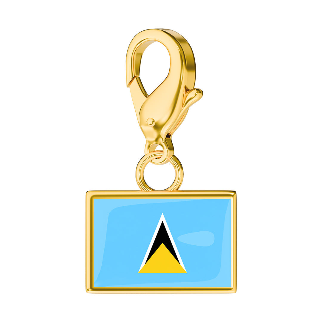 Saint Lucia Flag Charm - Gold