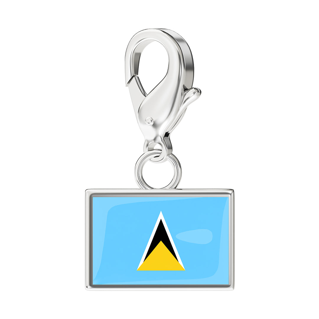 Saint Lucia Flag Charm - Silver