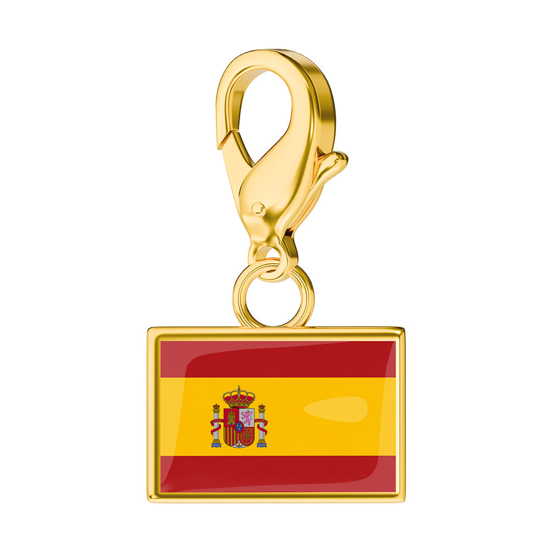 Spain Flag Charm - Gold